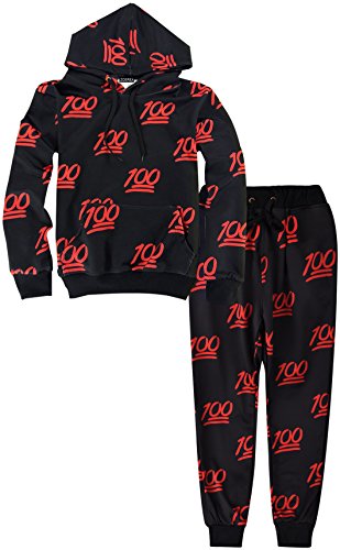 ZOEREA Unisex 100 Score Emoji Joggers hoodie Sweatshirt set
