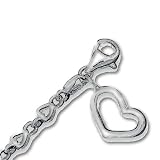 Sterling Silver 10 inch Solid Polished Fancy Heart Link Anklet - 10 inch