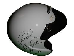 Carl Edwards Autographed Cyber Racing Helmet, Nascar Sprint Cup Series, Proof Photo of Carl Signing for Us.