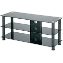 Jual JF002BB Black Legs/Black Glass Plasma TV Stand