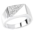 Solid Sterling Silver Cubic Zirconia Rhodium Plated Men's Ring with Beautiful Split Center