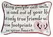 Set of 2 "Footprints In Your Heart" Friendship Decorative Throw Pillows 9" x 12"