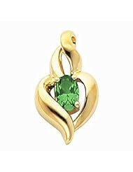 18K Yellow Gold Oval Cut Emerald Pendant -- LIFETIME WARRANTY