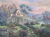 41lbMBzhfDL. SL160  A Country Welcome by Carl Valente. CANVAS with 3/4 inch bars. 17.00 inches width by 13.00 inches height. Highest Quality Art Poster Print