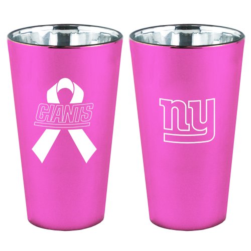 NFL New York Giants 16-Ounce Breast Cancer Awareness Lusterware Pint Glass Set