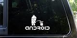 Android pissing on apple funny die cut vinyl decal / sticker