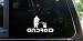 Android pissing on apple funny die cut vinyl decal / sticker