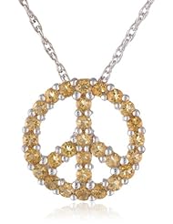 Sterling Silver Citrine Peace-Sign Pendant Necklace , 18"