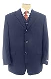 Calvin Klein Mens 3 Button Navy Blue 3 Piece Pinstripe Wool Suit - Size 48R