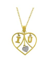 14 Karat Two-Tone Gold Diamond Accent Heart Pendant With 18-inch Rope Chain