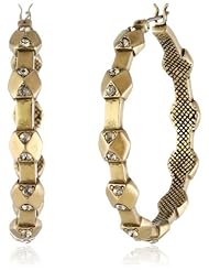 Sam Edelman 30mm Faceted Pave Antique Worn Gold Colored Hoop Earrings