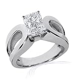 0.85 Ct Radiant Cut Solitaire Diamond Split Band Engagement Ring CUT: VERY GOOD 14K WHITE GOLD SI2 GIA