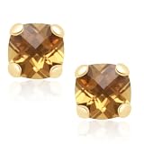 41lbXz1%2BwFL. SL160  10k Yellow Gold Checker Board Cushion Cut Citrine Stud Earrings