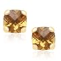 10k Yellow Gold Checker Board Cushion Cut Citrine Stud Earrings