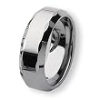 Beveled Edge Polished Faceted Tungsten Carbide Ring (8.0 mm) - Sizes 7-13