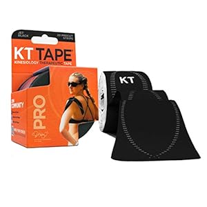 KT TAPE PRO Synthetic Elastic Kinesiology 20 Pre-Cut 10-Inch Strips Therapeutic Tape, Jet Black