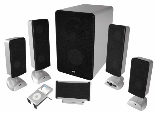 Cyber Acoustics 6 pc Brushed Aluminum Series Speakers CA-5648