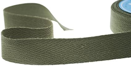 3/4" Army Olive Green Natural Cotton Twill Tape - 10 Yards -