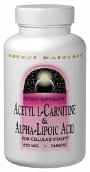 Source Naturals Acetyl L-Carnitine and Alpha Lipoic Acid, 650mg, 120 Tablets
