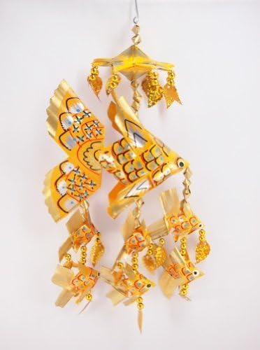 nattaponshop Thai Handmade Carp Mobile Origami Home Deco Baby Kid Toy Doll Gift Souvenir - Medium - Yellow