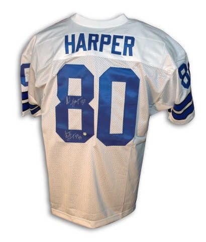 Autographed Alvin Harper Dallas Cowboys White Jersey Inscribed Super Bowl Champs 92 93