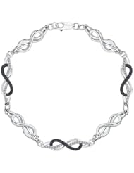 10K White Gold, Black and White Diamond Infinity Tennis Bracelet (1/3 cttw)