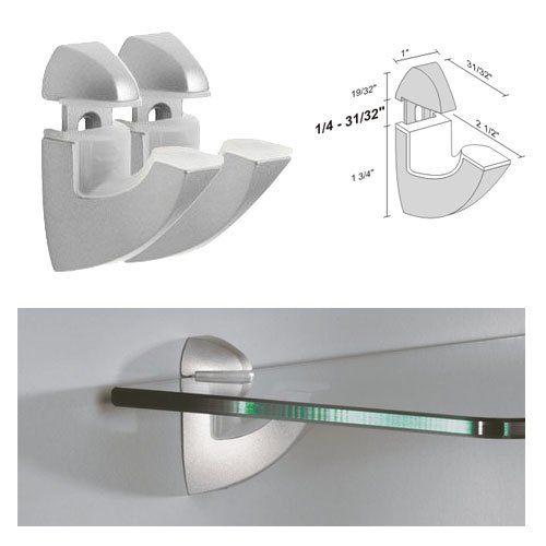 Dolle SCOOP Silver Adjustable Glass Shelf Brackets - Pair