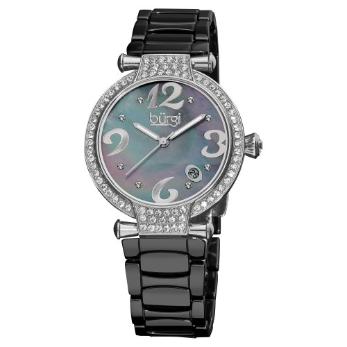 Burgi Women's BUR071BK Quartz Date Ceramic Bracelet Watch