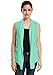 VESSOS Women's Pockets Solid Color Sleeveless Asymetric Hem Open Front Vest Cardigan