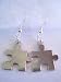 Silver Colored Puzzle Piece Dangle Earrings - 1 Inch Metal