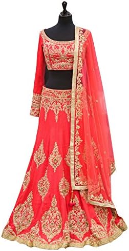 Vinayak Textile Women's Banglori Silk Heavy Embroidered Lehenga Choli