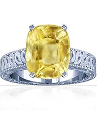 18K White Gold Cushion Cut Yellow Sapphire Fana Designer Ring