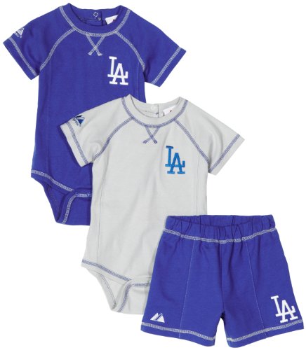 MLB Infant/Toddler Boys' Los Angeles Dodgers 3 Piece Creeper Set (Royal, 24)