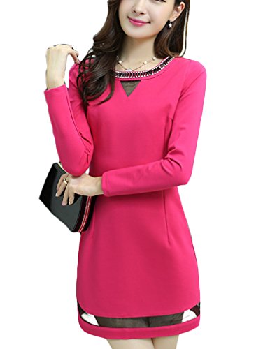 (ディーコッテ)D'Kotte 透け感 膝丈 ワンピース ひざ 丈 ワンピ シースルー 長袖 セクシー タイト フレア レディース neax180