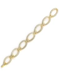 Sterling Silver & Cz 18k Yellow Gold Plated Link Bracelet