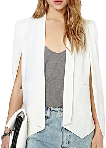 Born Women's Cloak Long Sleeve Pockets Cloak Slit Blazer Suit-white-US M/Tag L