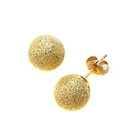 14k Yellow Gold 8mm Laser Cut Ball Earrings - 14kt Yellow Gold