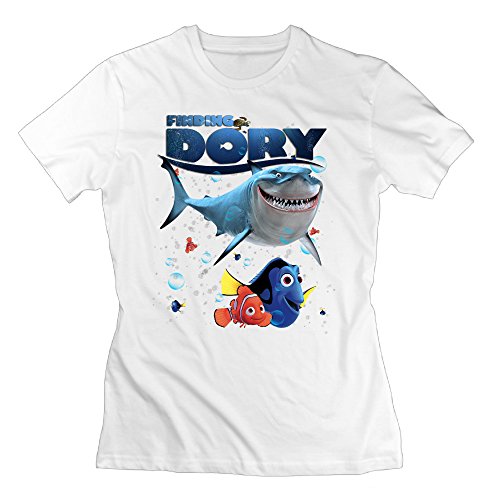 Duola Women's Short Sleeve T-shirt Finding Dorry White