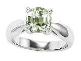 1.35 cts 925 Sterling Silver 14K White Gold Plated Genuine Round Green Amethyst Engagement Ring