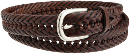 Wrangler Mens Big And Tall Hand Woven Leather Belt, Brown, 52