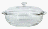 Pyrex Bakeware Sculptured 2-Quart Casserole Dish, Clear with and Blue Plastic Lid