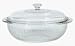 Pyrex Bakeware Sculptured 2-Quart Casserole Dish, Clear with and Blue Plastic Lid
