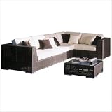 Soho 4 Piece Sectional Deep Seating Group in Java Brown Fabric: Banana Bay Chili