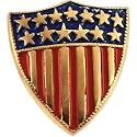 14K Yellow Gold America Shield Of Honor Lapel Pin