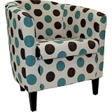 'PANDA' CONTEMPORARY DOLCE BLUE & BLACK CIRCLE FABRIC DESIGNER TUB CHAIR ~ BY XYZ
