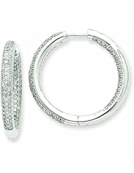 1 Carat 14K White Gold Diamond In & Out Hoop Earrings