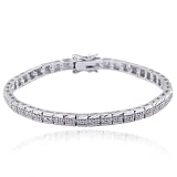SS Platinum Plated Genuine Diamond 7.25" Line Bracelet