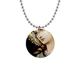 1 Inch Button Necklace of Mother Mary Stained Glass Window (Catholic, Madonna, Blessed Virgin Mary, Notre Dame, Nuestra Se���ora, Nossa Senhora)