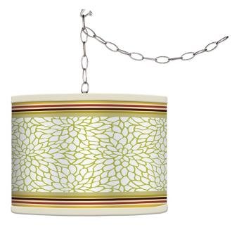 Stacy Garcia Lemongrass Dahlia Giclee Plug-In Swag Chandelier