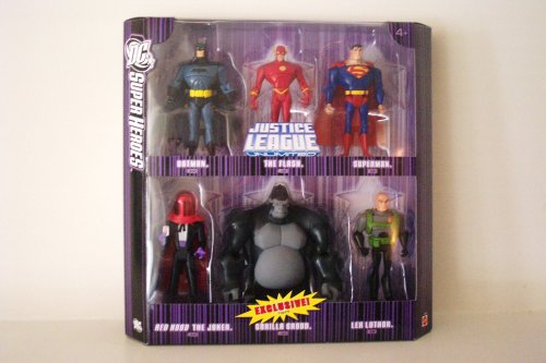41lcWAQQAsL DC Super Heroes Justice League Unlimited Action Figure Exclusive 6 Pack (Batman, Flash, Superman, Lex Luthor, Gorilla Grodd & Red Hood Joker)